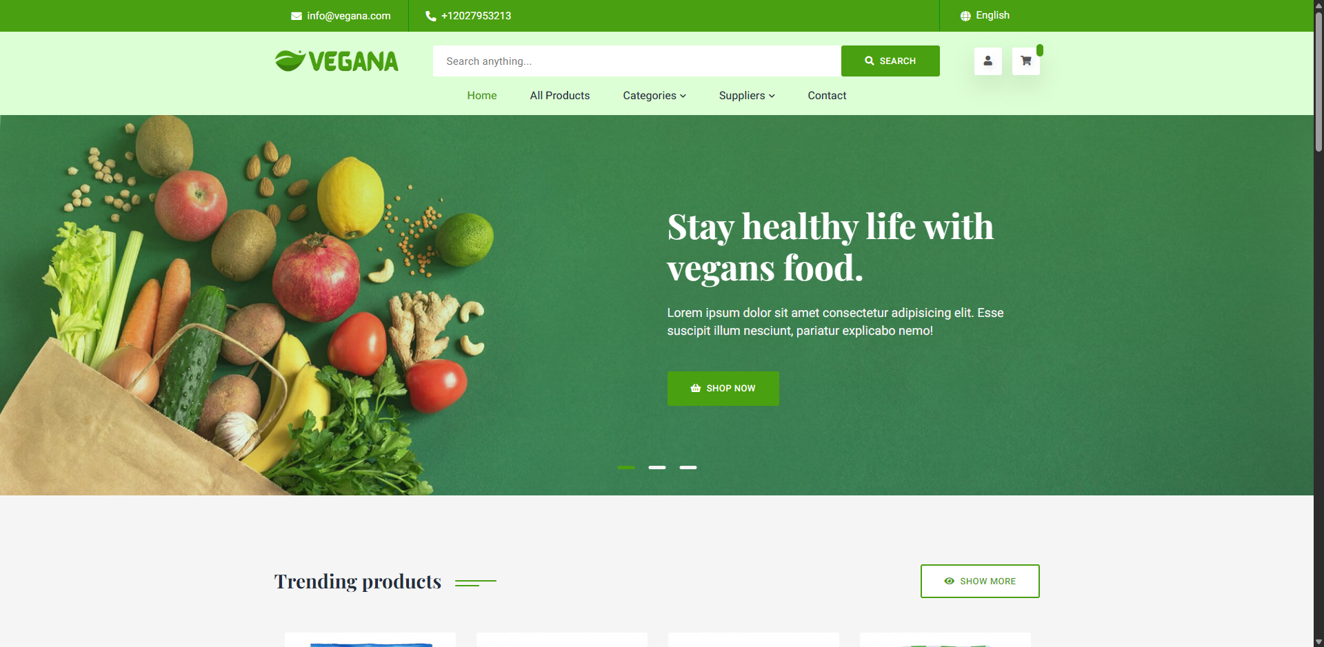 Trang chủ dự án Vegana Shop